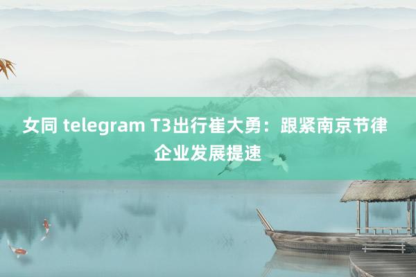 女同 telegram T3出行崔大勇：跟紧南京节律 企业发展提速