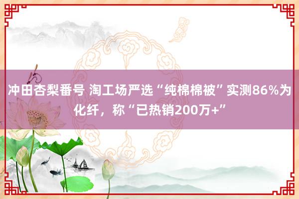 冲田杏梨番号 淘工场严选“纯棉棉被”实测86%为化纤，称“已热销200万+”