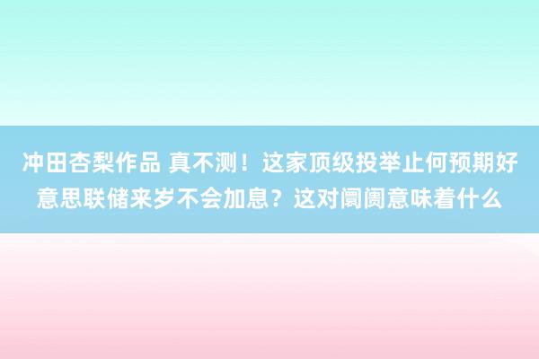 冲田杏梨作品 真不测！这家顶级投举止何预期好意思联储来岁不会加息？这对阛阓意味着什么