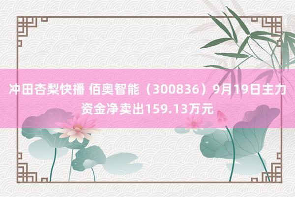 冲田杏梨快播 佰奥智能（300836）9月19日主力资金净卖出159.13万元