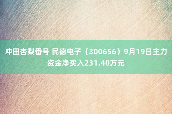 冲田杏梨番号 民德电子（300656）9月19日主力资金净买入231.40万元