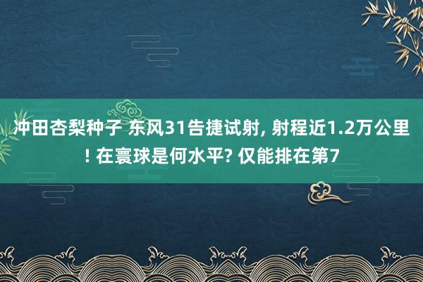 冲田杏梨种子 东风31告捷试射， 射程近1.2万公里! 在寰球是何水平? 仅能排在第7