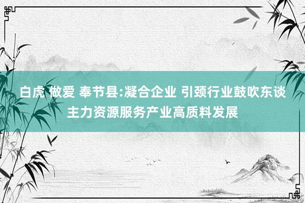 白虎 做爱 奉节县:凝合企业 引颈行业鼓吹东谈主力资源服务产业高质料发展