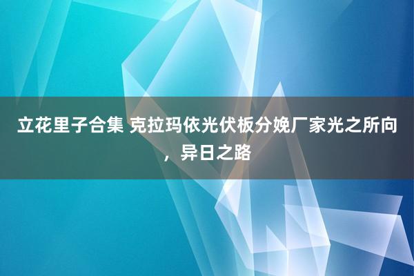 立花里子合集 克拉玛依光伏板分娩厂家光之所向，异日之路