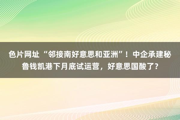 色片网址 “邻接南好意思和亚洲”！中企承建秘鲁钱凯港下月底试运营，好意思国酸了？