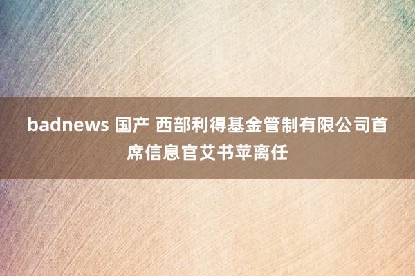 badnews 国产 西部利得基金管制有限公司首席信息官艾书苹离任