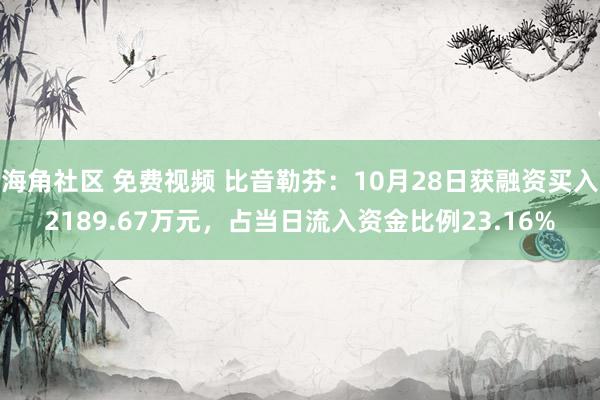 海角社区 免费视频 比音勒芬：10月28日获融资买入2189.67万元，占当日流入资金比例23.16%