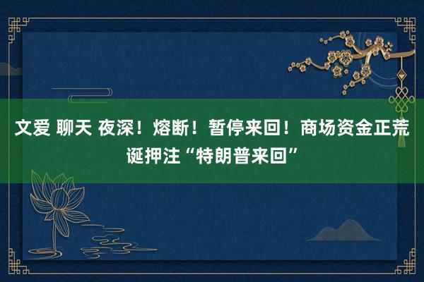 文爱 聊天 夜深！熔断！暂停来回！商场资金正荒诞押注“特朗普来回”