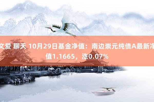 文爱 聊天 10月29日基金净值：南边崇元纯债A最新净值1.1665，涨0.07%