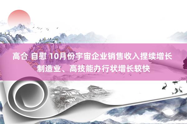 高合 自慰 10月份宇宙企业销售收入捏续增长 制造业、高技能办行状增长较快