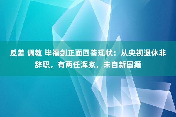 反差 调教 毕福剑正面回答现状：从央视退休非辞职，有两任浑家，未自新国籍