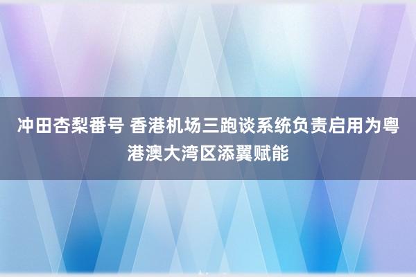 冲田杏梨番号 香港机场三跑谈系统负责启用为粤港澳大湾区添翼赋能