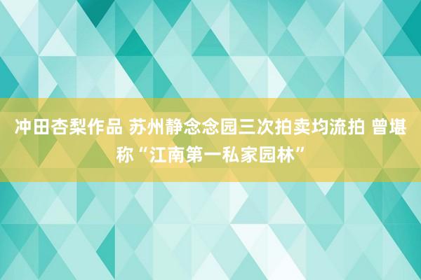 冲田杏梨作品 苏州静念念园三次拍卖均流拍 曾堪称“江南第一私家园林”