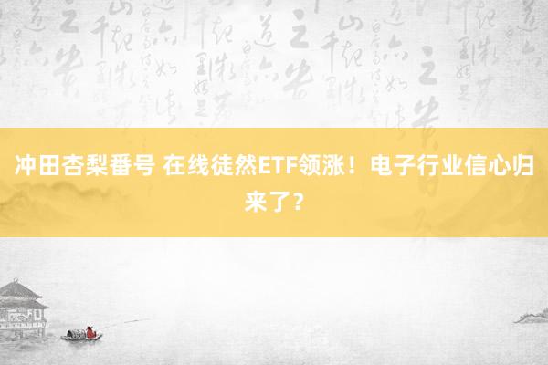 冲田杏梨番号 在线徒然ETF领涨！电子行业信心归来了？