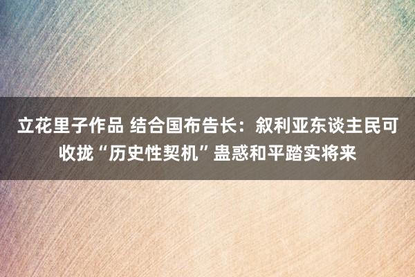 立花里子作品 结合国布告长：叙利亚东谈主民可收拢“历史性契机”蛊惑和平踏实将来