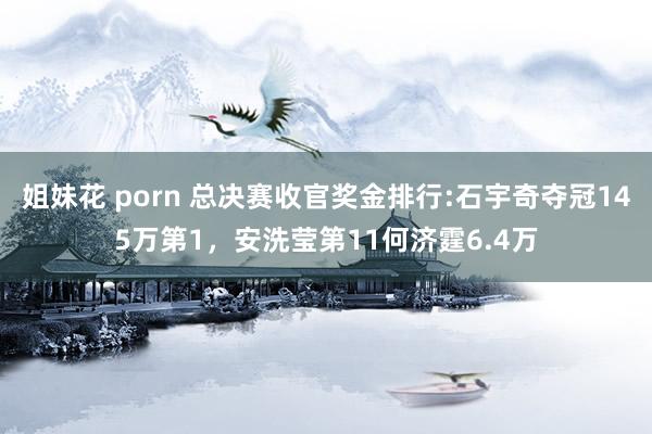 姐妹花 porn 总决赛收官奖金排行:石宇奇夺冠145万第1，安洗莹第11何济霆6.4万