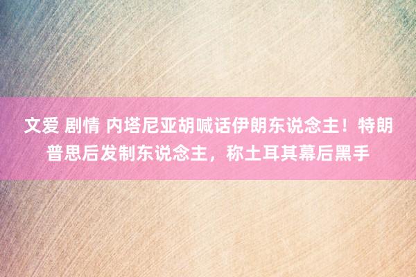 文爱 剧情 内塔尼亚胡喊话伊朗东说念主！特朗普思后发制东说念主，称土耳其幕后黑手