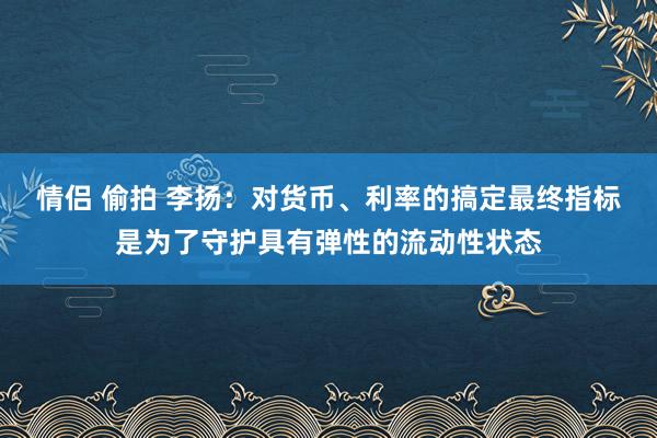 情侣 偷拍 李扬：对货币、利率的搞定最终指标是为了守护具有弹性的流动性状态