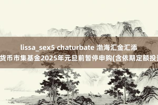 lissa_sex5 chaturbate 渤海汇金汇添金货币市集基金2025年元旦前暂停申购(含依期定额投资)