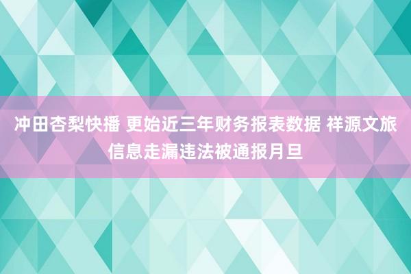 冲田杏梨快播 更始近三年财务报表数据 祥源文旅信息走漏违法被通报月旦