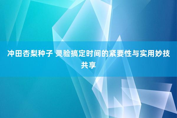 冲田杏梨种子 灵验搞定时间的紧要性与实用妙技共享