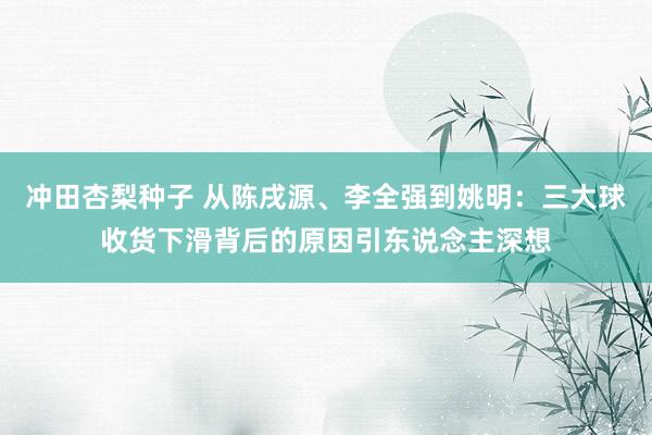 冲田杏梨种子 从陈戌源、李全强到姚明：三大球收货下滑背后的原因引东说念主深想