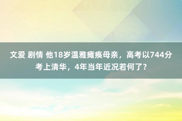 文爱 剧情 他18岁温雅瘫痪母亲，高考以744分考上清华，4年当年近况若何了？