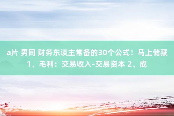 a片 男同 财务东谈主常备的30个公式！马上储藏1、毛利：交易收入-交易资本 2、成