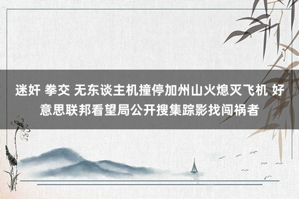 迷奸 拳交 无东谈主机撞停加州山火熄灭飞机 好意思联邦看望局公开搜集踪影找闯祸者