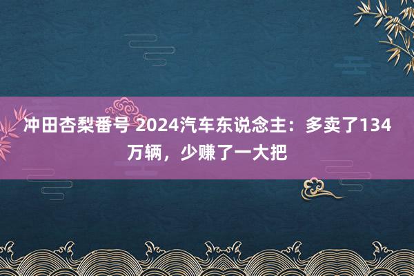 冲田杏梨番号 2024汽车东说念主：多卖了134万辆，少赚了一大把