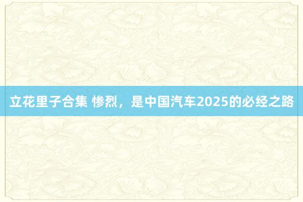 立花里子合集 惨烈，是中国汽车2025的必经之路