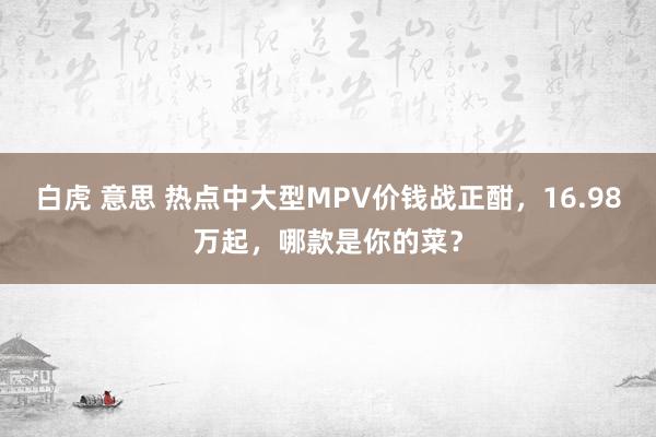 白虎 意思 热点中大型MPV价钱战正酣，16.98万起，哪款是你的菜？