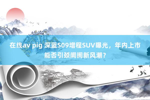 在线av pig 深蓝S09增程SUV曝光，年内上市能否引颈阛阓新风潮？