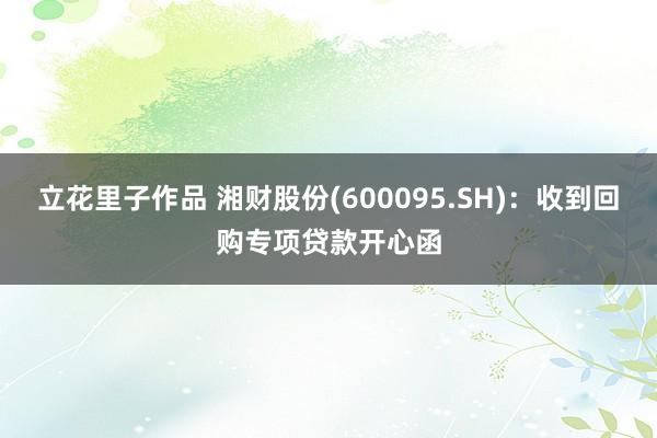 立花里子作品 湘财股份(600095.SH)：收到回购专项贷款开心函